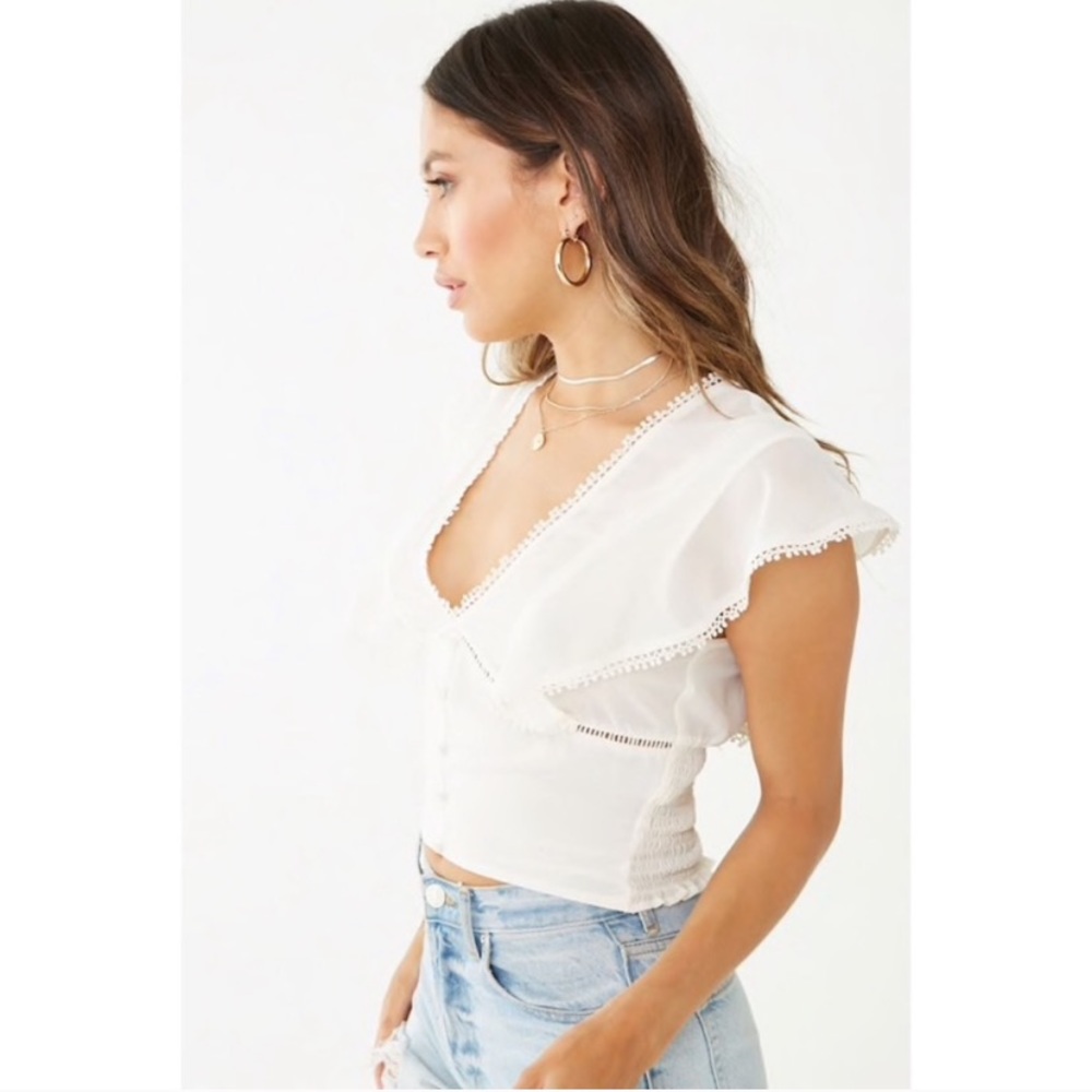 Lace Embroidered Ruffle Top - Picture 4 of 10